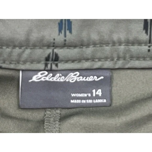 Eddie Bauer Green Skort Size 14 Pockets Stretchy Arrow Print‎ Tennis Golf Casual - Picture 11 of 13